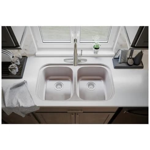 18-Gauge Stainless Steel Undermount Sink with two equal bowls