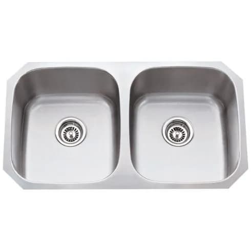 18-Gauge Stainless Steel Undermount Sink with two equal bowls