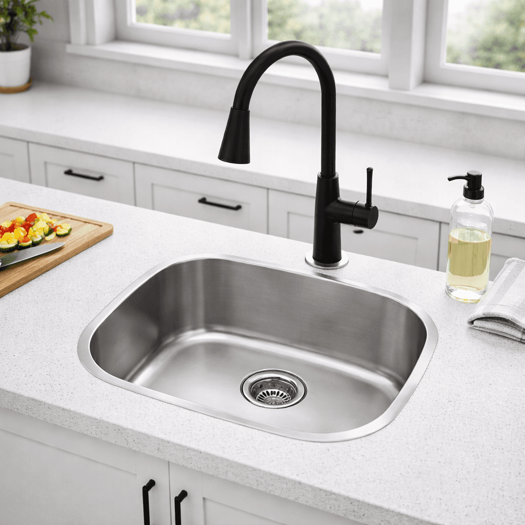 18-Gauge Stainless Steel D-Bowl Undermount Sink