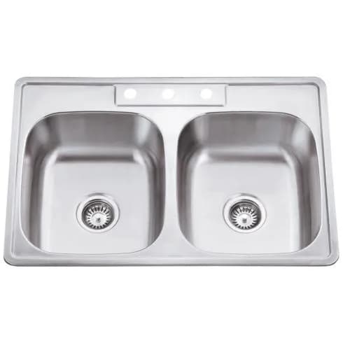 20-Gauge Stainless Steel Drop-in Sink with two equal bowls
