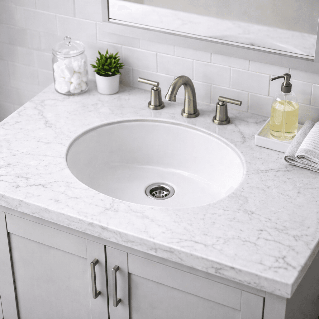 White Small Oval Porcelain Undermount Sink