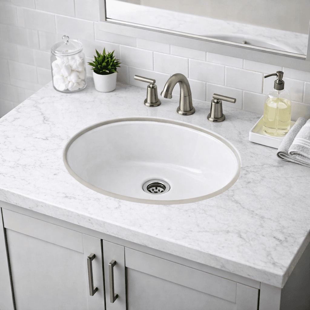 White Large Oval Porcelain Undermount Sink
