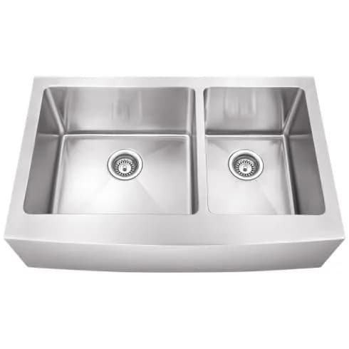 16-Gauge Stainless Steel Apron-Front/Farmhouse Sink with two unequal bowls