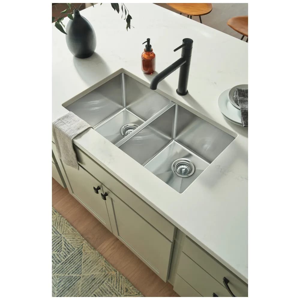 16-Gauge Stainless Steel Undermount Sink with two equal bowls