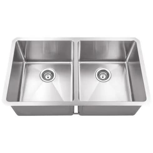 16-Gauge Stainless Steel Undermount Sink with two equal bowls
