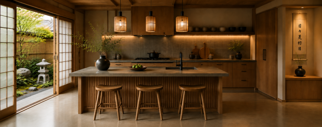 Handcrafted Kitchen Islands Inspired by Japanese Interiors